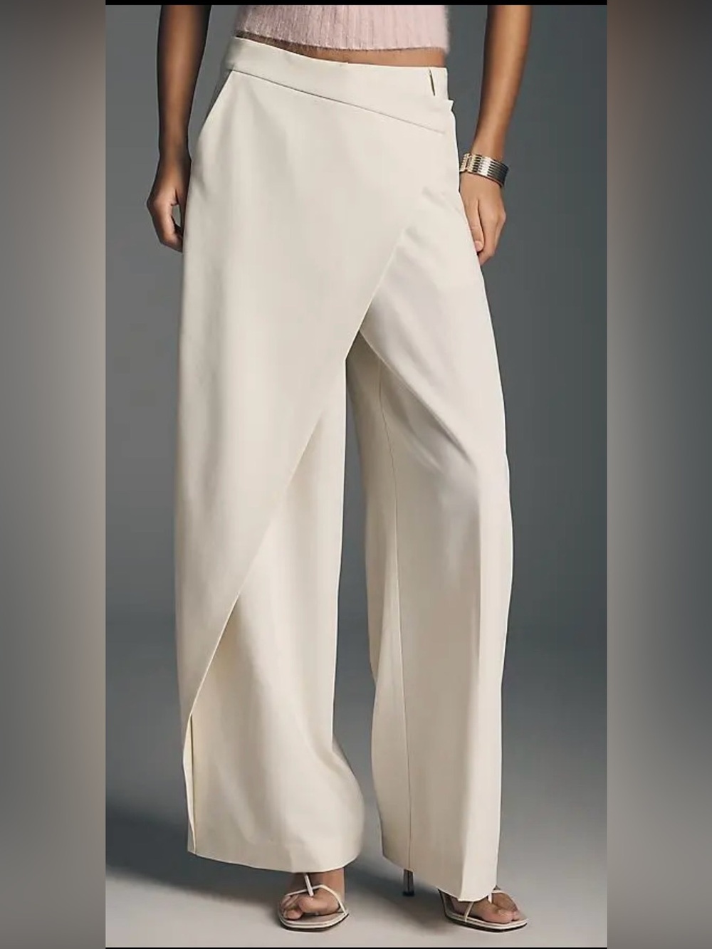 WHITEROOM + CACTUS Wrap Front Trouser Pants - Bone NWT - Picture 3 of 8